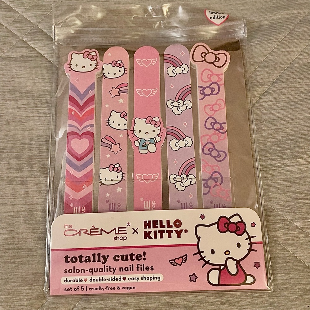 Hello Kitty Nail File, Stickers, & makeup brush cleaner